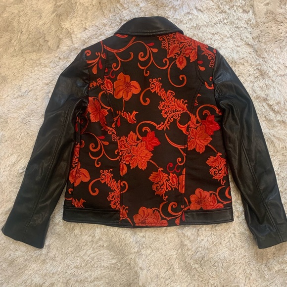 Chico’s embroidered moto jacket, size 0. Red floral embroidery. Like new! - Picture 5 of 7